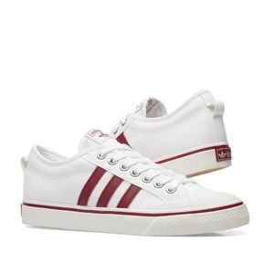 Men’s Adidas Nizza white and burgundy sneakers